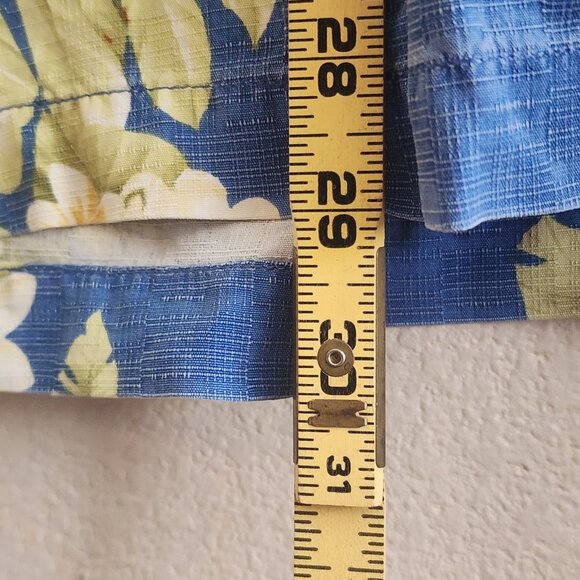 Tommy Bahama Shirt Mens Large Blue Silk Floral Hawaiian Pineapple Button Up Camp - Picture 11 of 12